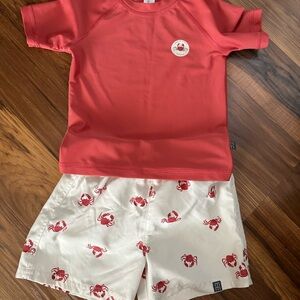 Boys rash guard and swim trunks bundle